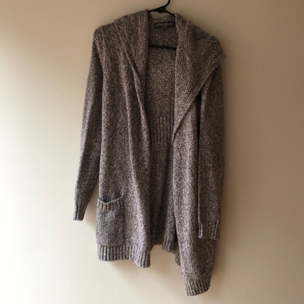 Eddie Bauer purple and white cardigan sweater